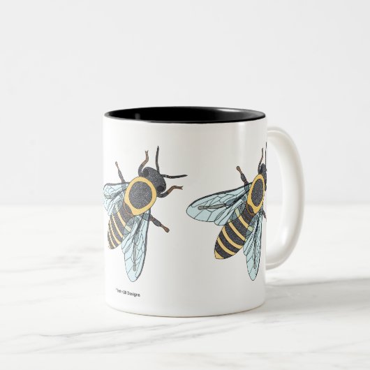 Abeille de miel (11oz) - Mug à deux tons (Devant droit)