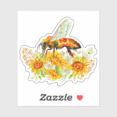 Abeille de miel avec Sticker à fleurs (Feuille)