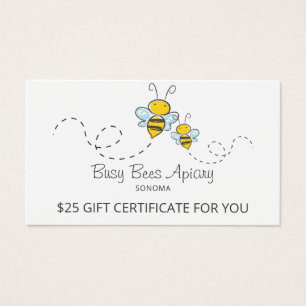 Abeille de miel mignonne Certificat-cadeau de l'ai