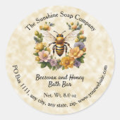 Abeille de miel sur le Étiquette de savon style pa (Devant)