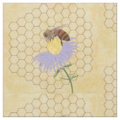 Abeille de miel sur un tissu d'arrière - plan de (Fermer)
