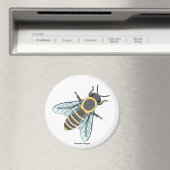 Abeille domestique (blanc) - Magnet Rond (In Situ (Lave-vaisselle))