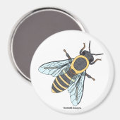Abeille domestique (blanc) - Magnet Rond (Recto/Verso)