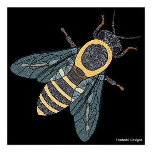 Abeille domestique (noire) - Affiche imprimée