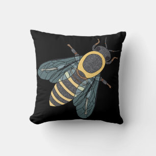 Abeille domestique (simple noir) - Oreiller