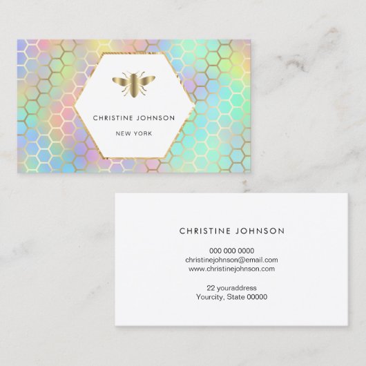 abeille dorée étiquette hexagone (Devant / Derrière)