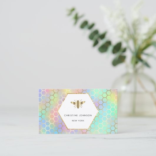 abeille dorée étiquette hexagone (Debout devant)