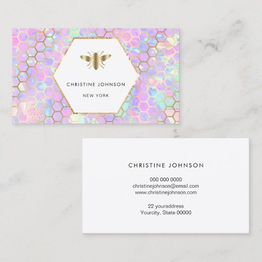 abeille étiquette hexagone (Devant / Derrière)