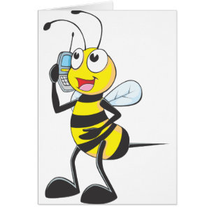 Abeille heureuse au téléphone