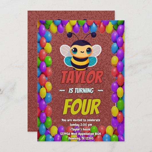 Abeille Invitations personnalisés uniques (Devant / Derrière)