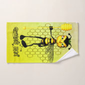 Abeille jaune et noire avec nid d'abeille (Serviette à main)