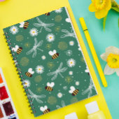 Abeille, libellule et Carnet spiral à fleurs
