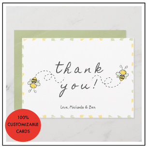Abeille merci cartes, Baby shower mignonne moderne