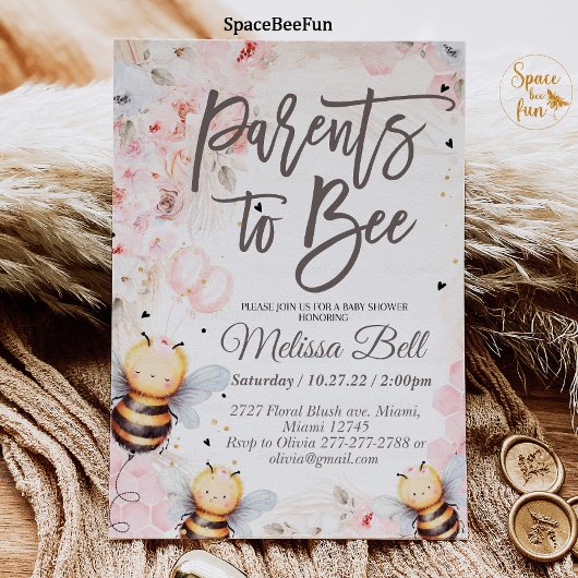 Abeille Miel invitation Baby showers Parents à abe