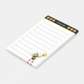 Abeille miel mignonne sur les notes post-it noir e (Incliné)