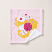 Abeille mignonne aux Coeurs de Saint-Valentin rose (Gant de toilette)