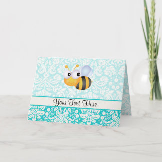Abeille mignonne ; modèle Damas Turquoise
