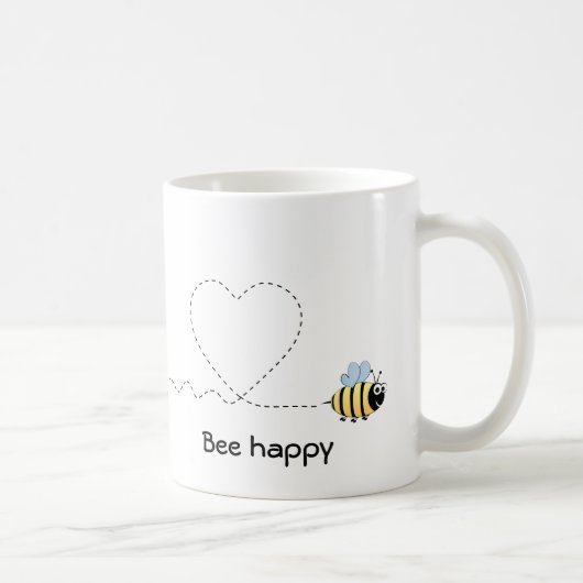 Abeille positive heureuse dans la tasse de bande (Droite)