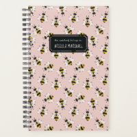 Abeille rose douce Motif Nom personnalisé Planific