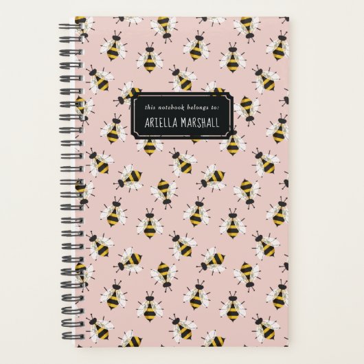Abeille rose douce Motif Nom personnalisé Planific (Devant)