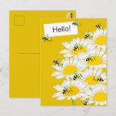 Abeille sur carte postale Fleur - Arrière-plan jau (Devant / Derrière)