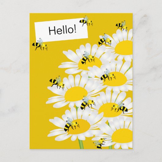 Abeille sur carte postale Fleur - Arrière-plan jau (Devant)