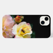Abeille sur roses rose jaune Fleurs (Verso Horizontal)