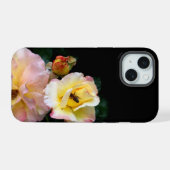 Abeille sur roses rose jaune Fleurs (Verso Horizontal)