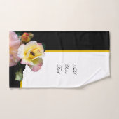 Abeille sur roses rose jaune Fleurs (Serviette à main)