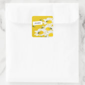 Abeille sur Sticker Carré Fleur - Arrière - plan J (Sac)