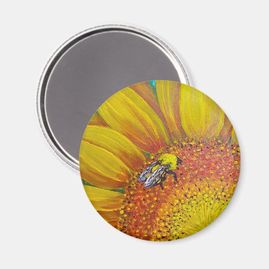 Abeille sur un aimant de tournesol (Recto/Verso)