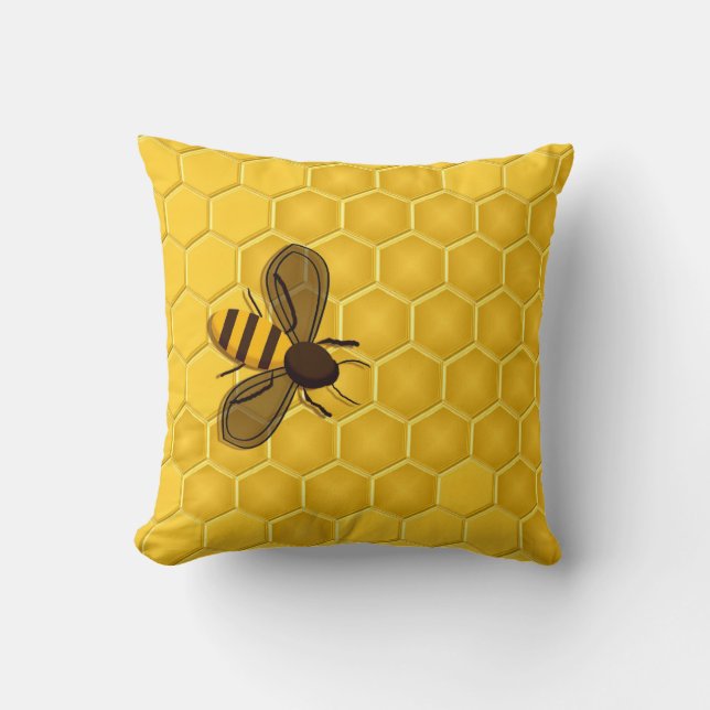 Abeille sur un coussin d'accent de nid d'abeilles (Recto)