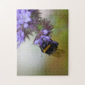 Abeille sur un puzzle bleu Tansy (Vertical)