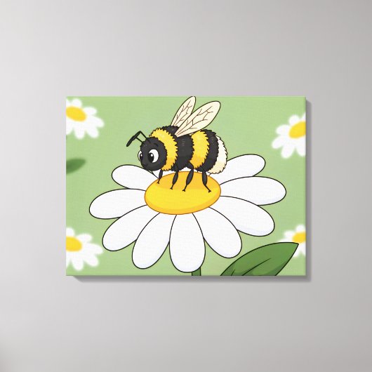 Abeille sur une impression sur toile de marguerite (Recto)