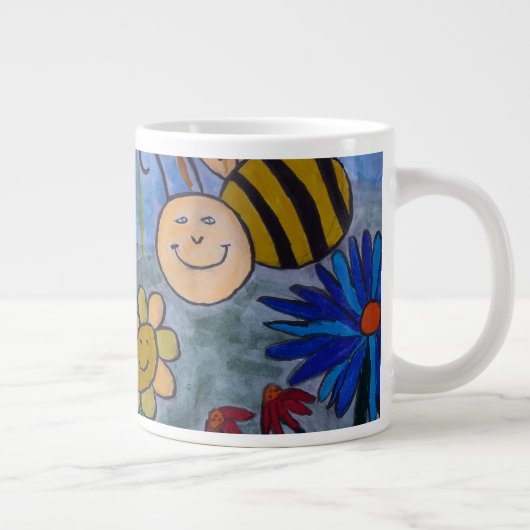 Abeilles de miel et fleurs Grosse Mug (Droite)