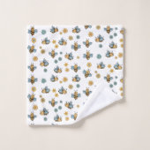 Abeilles de miel mignonnes et Fleurs sauvages flor (Gant de toilette)