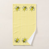 Abeilles de miel mignonnes sur bandes jaunes (Serviette à main)