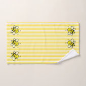 Abeilles de miel mignonnes sur bandes jaunes (Serviette à main)