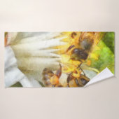 Abeilles De Miel Sur L'Aquarelle De Fleur De Citro (Serviette de bain)