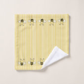 Abeilles de miel sur les rayures jaunes (Gant de toilette)
