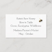 Abeilles et fleurs Carte de visite de miel (Dos)