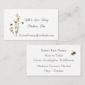 Abeilles et fleurs Carte de visite de miel (Devant / Derrière)