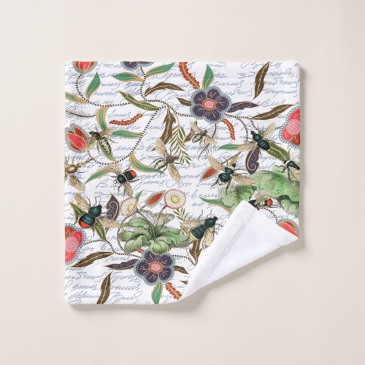 Abeilles et fleurs Vintages (Gant de toilette)