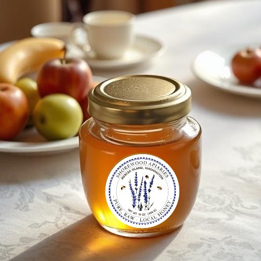 Abeilles et Lavender Étiquette de miel avec bordur