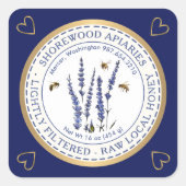 Abeilles et Lavender Étiquette de miel avec Coeurs (Devant)