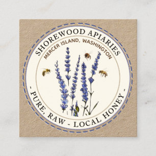 Abeilles et Lavender Honey Kraft Carte de visite