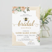 Abeilles Fleurs rouges Invitation à la douche nupt (Debout devant)