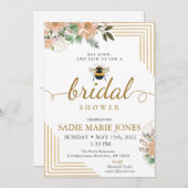 Abeilles Fleurs rouges Invitation à la douche nupt (Devant / Derrière)