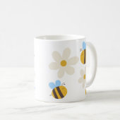 Abeilles mignonnes avec une Mug de Fleurs blanches (Devant droit)