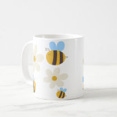 Abeilles mignonnes avec une Mug de Fleurs blanches (Devant gauche)